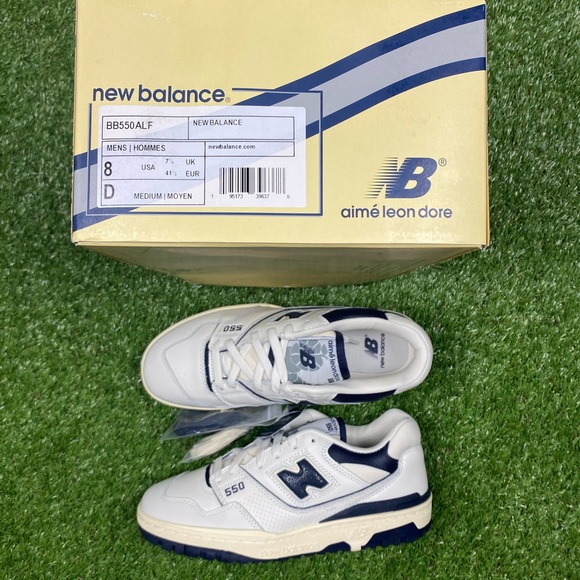 Deadstock new in box Aime Leon Dore x New Balance 550 sneaker Navy sz 8 mens - Picture 2 of 4